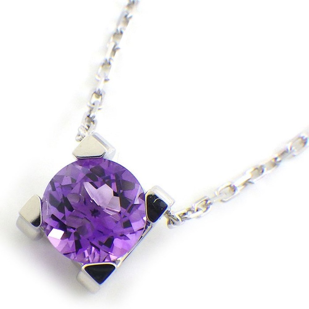 Cartier C Do Setting Necklace Solitaire Amethyst White Gold